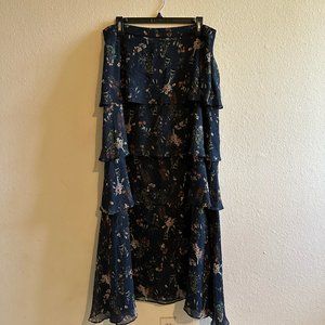 Maeve x Anthropologie Tiered Blue Floral Maxi Skirt